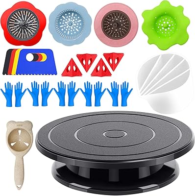 Angela & alex roue de sculpture rotative de 11 pouces avec crépines verseuses en acrylique, grattoir conique, support de peinture, gants et outils de peinture à motifs uniques. Diaytar : Connectez-vous aux meilleures offres