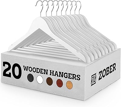 Cintres en bois zuber 20 pièces antidérapants pour costumes pantalons et vestes