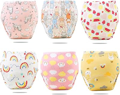 Beauenty 6pcs pantalons d'apprentissage de la propreté pour bébé sous-vêtements respirants