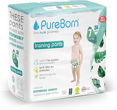 Couches rétractables pureborn baby dry pour enfants | taille -7 | paquet double