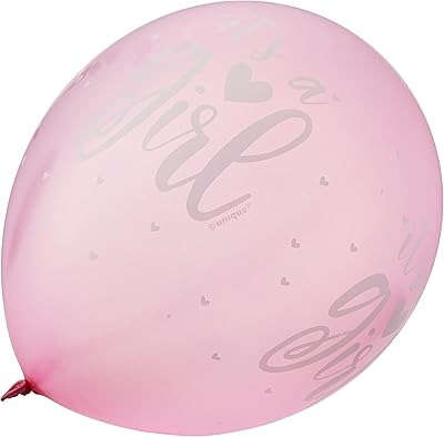 Ballons imprimés uniques "it's a girl", 5 ballons, rose, taille 12 pouces