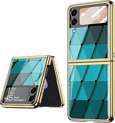 Coque samsung z flip 3 5g, coque de téléphone en verre trempé ultra