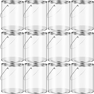 12 récipients de peinture en plastique transparent petits seaux vides avec couvercles
