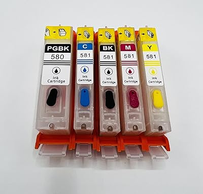 Cartouches d'encre rechargeables pgi-580bk / cli-581 pgbk/bk/c/m/y (580xl / 581xl) compatibles avec l'imprimante