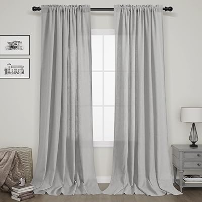 Rideaux gris clair de 96 pouces de longueur pour salon, 2 panneaux, style