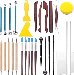 Ensemble d'outils de sculpture en argile glarex de 28 pièces comprenant des outils