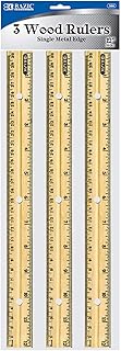 Règle de base en bois 12" (30 cm), bord métallique unique, règles