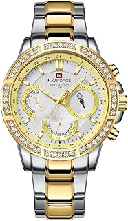 Montre analogique multifonction naviforce pour hommes avec cadran en diamant en cristal