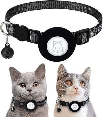 Collier pour chat sammo airtag collier réfléchissant avec clip de sécurité et cloche