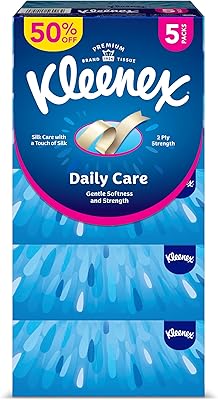 Mouchoirs kleenex daily care - paquet de 5, 170 feuilles x 2 épaisseurs