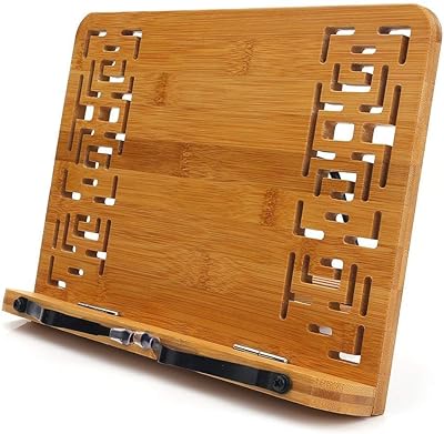 Support de lecture de livre en bambou, support de cuisine, tablette pliable, livre