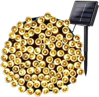 Guirlande led à énergie solaire étanche de 12 m, 100 lumières led