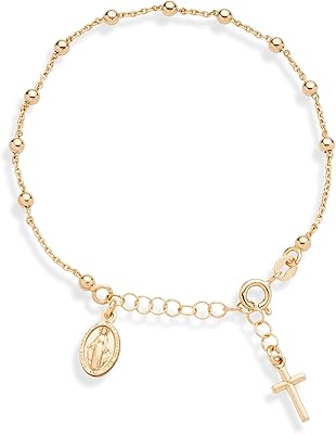 Bracelet chaîne chapelet italien en argent sterling 18 carats, perles croisées, 925 fabriqué