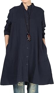 Veste femme en coton et lin avec boutons et poches sur le devant