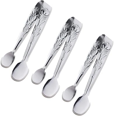 Mini pinces de service 3 pièces, pinces à sucre en acier inoxydable rose