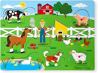 Melissa & doug old mcdonald's farm, puzzles, bois, 2+, cadeau pour garçons