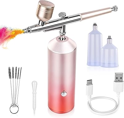 Kit aérographe sans fil, mini pistolet aérographe portable rechargeable avec 2 tasses
