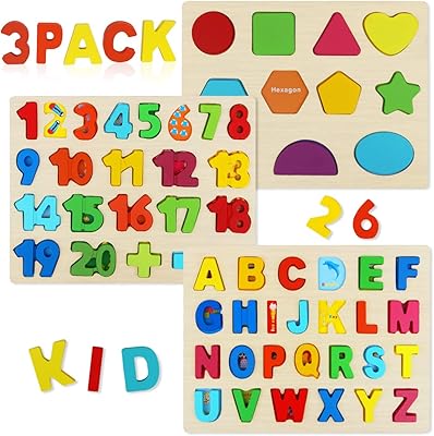 Puzzle en bois pour les tout-petits, puzzle en bois avec chiffres et alphabet