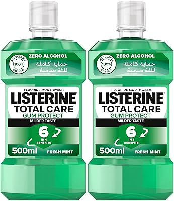 Rince de bouche listerine, défense des dents et des gencives, goût doux, menthe