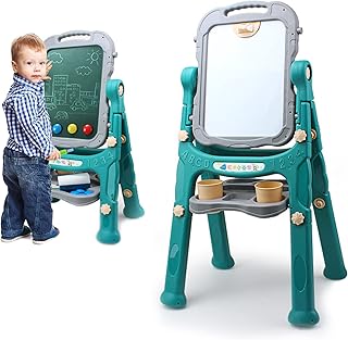 Chevalet de beauté pour enfants tableau à craie rotatif et réglable en hauteur
