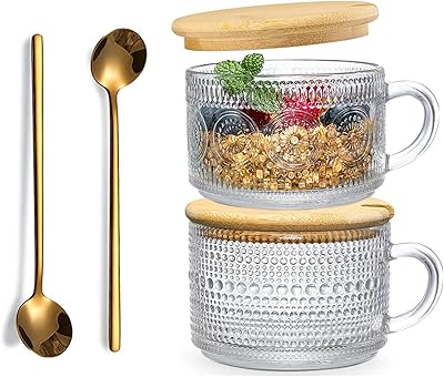 Ensemble de 2 tasses à café vintage récipients flocons d'avoine avec couvercles
