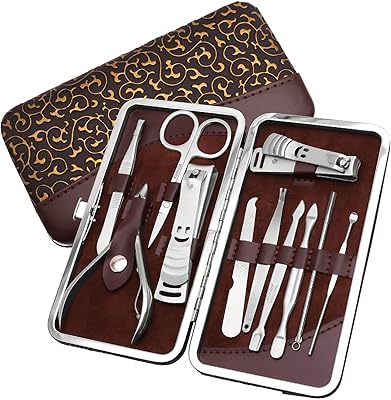 Coupe-ongles professionnel maxboon en acier inoxydable ensemble de 11 pièces d'outils de soins
