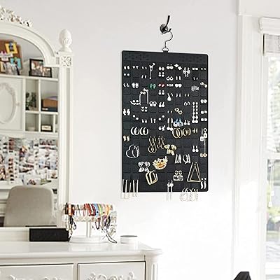 Organisateur de bijoux suspendu organisateur de boucles d'oreilles et de colliers double face