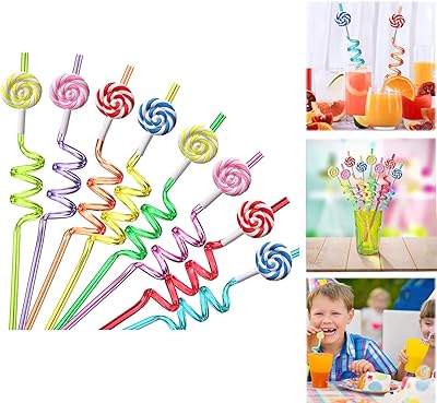 Pailles réutilisables en plastique 8 pailles de crème glacée réutilisables à boire