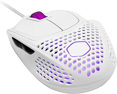Souris de jeu légère color master mm720, blanc brillant, avec câble ultrawave, capteur