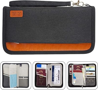 Portefeuille de voyage, porte-passeport familial bloquant les rfid, sac de rangement pour porte-passeport, organisateur de documents d'argent pour cartes/billets/ (noir). Diaytar : Votre partenaire e-commerce au quotidien