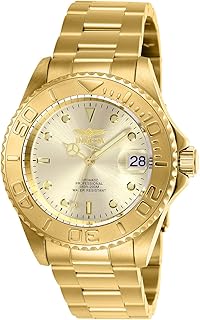 Montre automatique unisexe invicta 9010ob, affichage analogique et bracelet en acier inoxydable, or