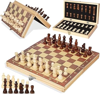 Jeu d'échecs magnétique en bois skihd, jeu d'échecs en bois de 15 pouces