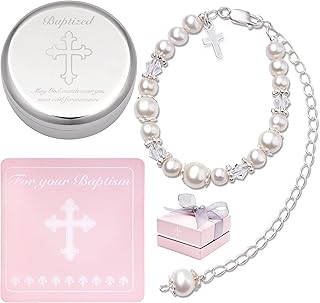 Bracelet de baptême en perles de culture en argent sterling pour bébés filles