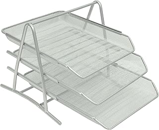 Plateau de bureau pour documents fis a4, lot de 3 pièces, argent fsot102sl