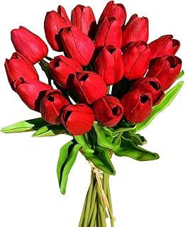 Wenbo tulipes artificielles blanches 20 pièces tulipes artificielles au toucher réel pour la décoration