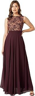Robe longue en georgette à larges poignets miss olive pour femme