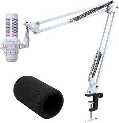 Bras de perche quadcast blanc pour hyperx quadcast compatible avec le bras