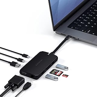 Adaptateur multiport usb-c satishi hub usb portable 9 en 1 compatible avec macbook