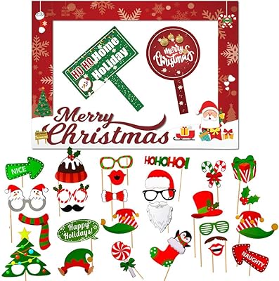 Ensemble d'accessoires photo de noël 32 pièces avec grand cadre
