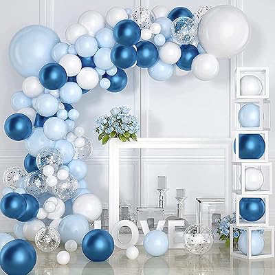 Kit d'arche de guirlande de ballons bleus - 104 ballons en latex bleus