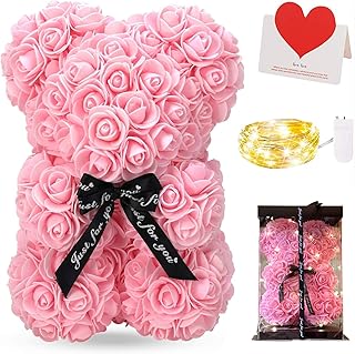 Ours en peluche rose fait à la main ours avec lumières meilleur cadeau