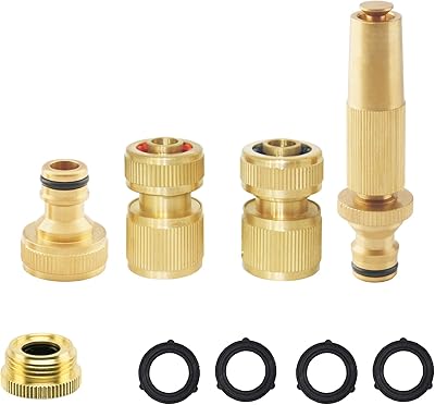 Kit de connexion rapide pour tuyau d'arrosage durable en laiton avec technologie d'arrêt