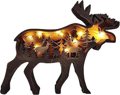 Figurines de cerf, art mural led en bois, décorations d'étagères, décoration de cabine