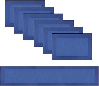Ensemble de nappes élégantes bigchsi avec cadre simple, bleu marine, vinyle lavable