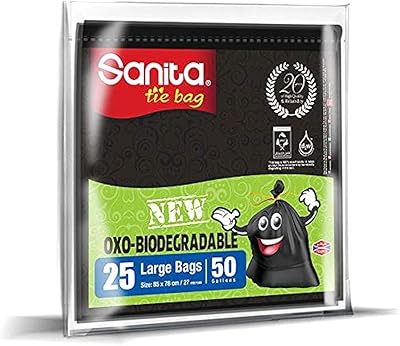 Sacs poubelles sanita abu tie, 50 gallons, 25 sacs, biodégradables