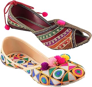 Shree ol mojari pour femme (lot de 2 couples), multicolore