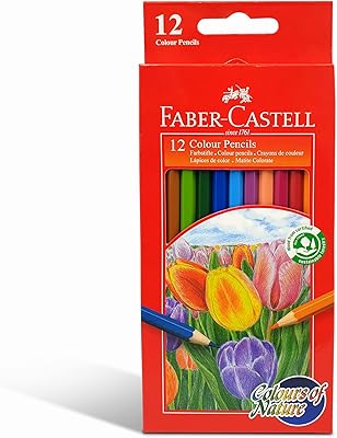 Crayons de couleur faber-castell nature, lot de 12 couleurs en carton, motifs assortis