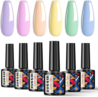 Ensemble de vernis à ongles gel pastel zucchi 6 couleurs arc-en-ciel