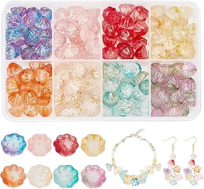 Pandahall 160 pièces 8 couleurs de perles de lotus en verre