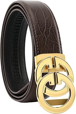 Ceinture pour homme en cuir souple, design luxueux avec fermeture à boucle automatique